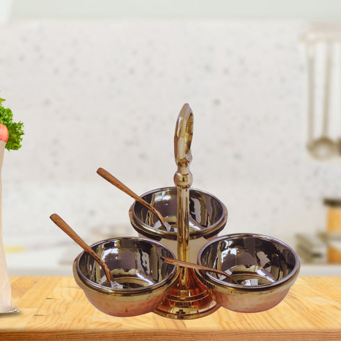Brass & Steel Pickel Achar holder Bowl with spoon 0.715kg